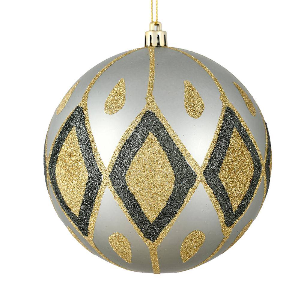 4.75" Limestone Matte Glitter Diamond Ball Ornament (4 pack) 1