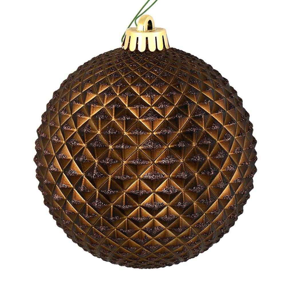 2.75" Chocolate Durian Glitter Ball Ornament (12 pack) 1