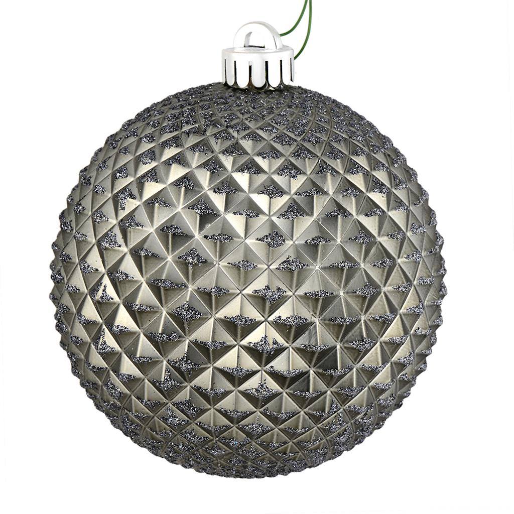 4" Limestone Durian Glitter Ball Ornament (6 pack) 1