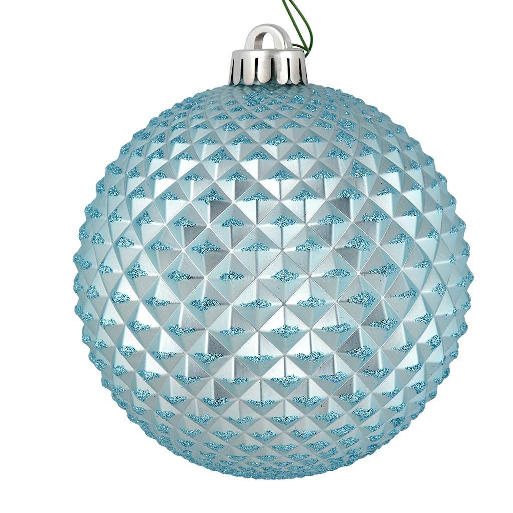 4" Baby Blue Durian Glitter Ball Ornament (6 pack) 1
