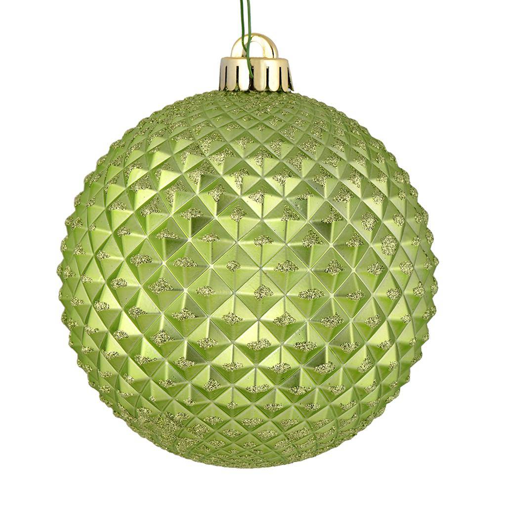 4" Celadon Durian Glitter Ball Ornament (6 pack) 1