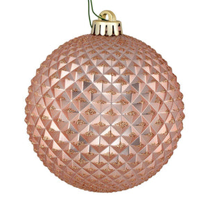 4" Rose Gold Durian Glitter Ball Ornament (6 pack) 1