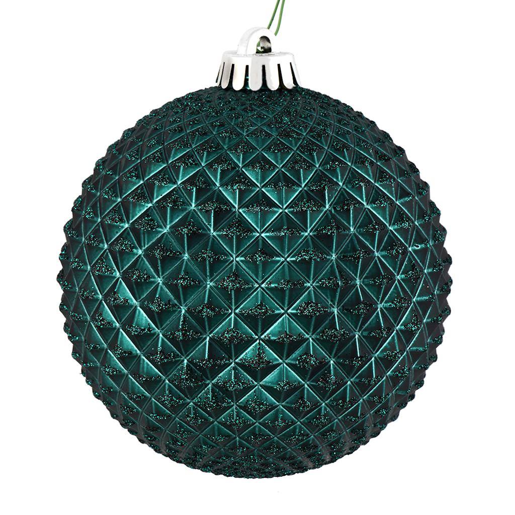 4" Sea Blue Durian Glitter Ball Ornament (6 pack) 1