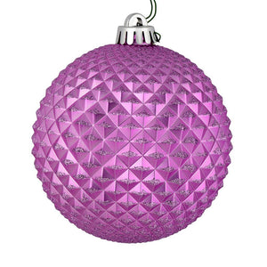 4" Orchid Durian Glitter Ball Ornament (6 pack) 1