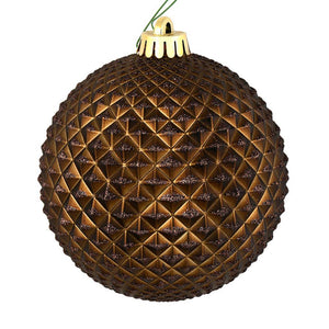 4" Chocolate Durian Glitter Ball Ornament (6 pack) 1