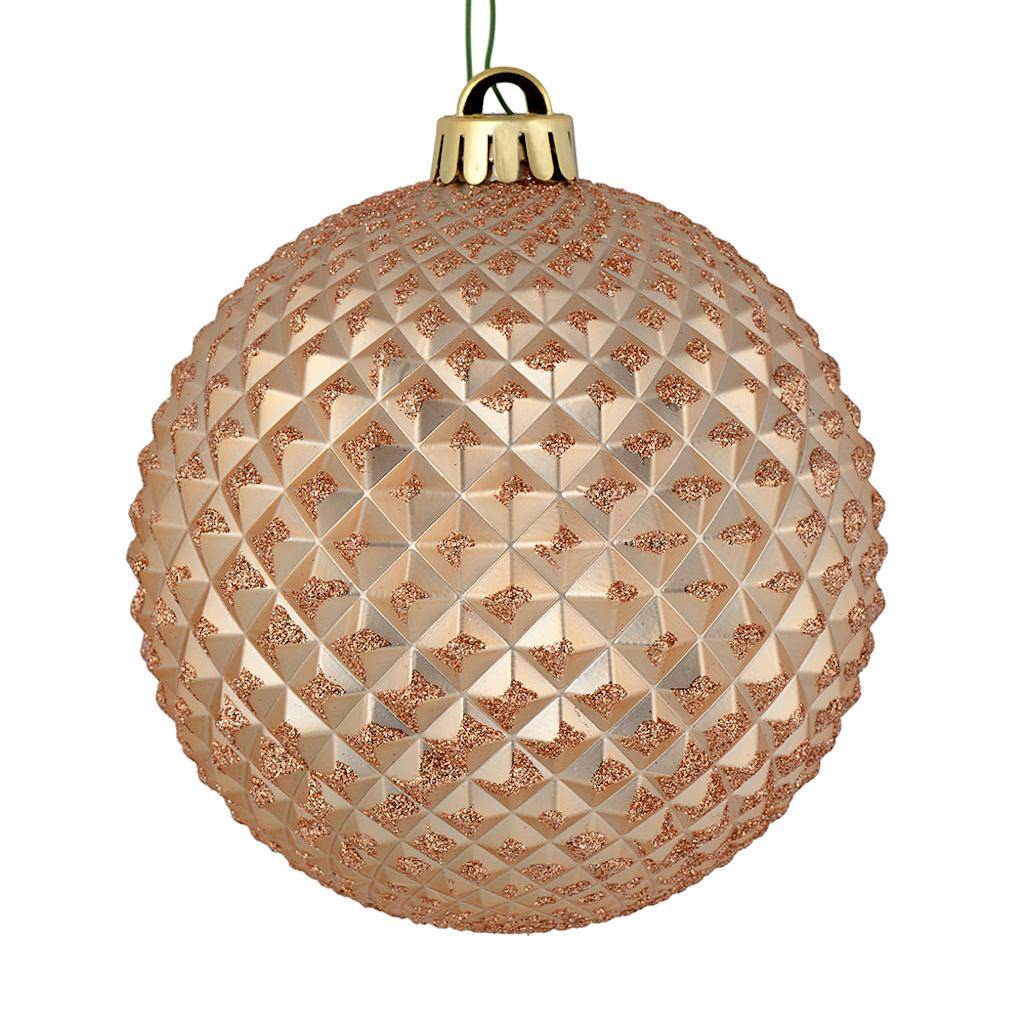 4" Cafe Latte Durian Glitter Ball Ornament (6 pack) 1