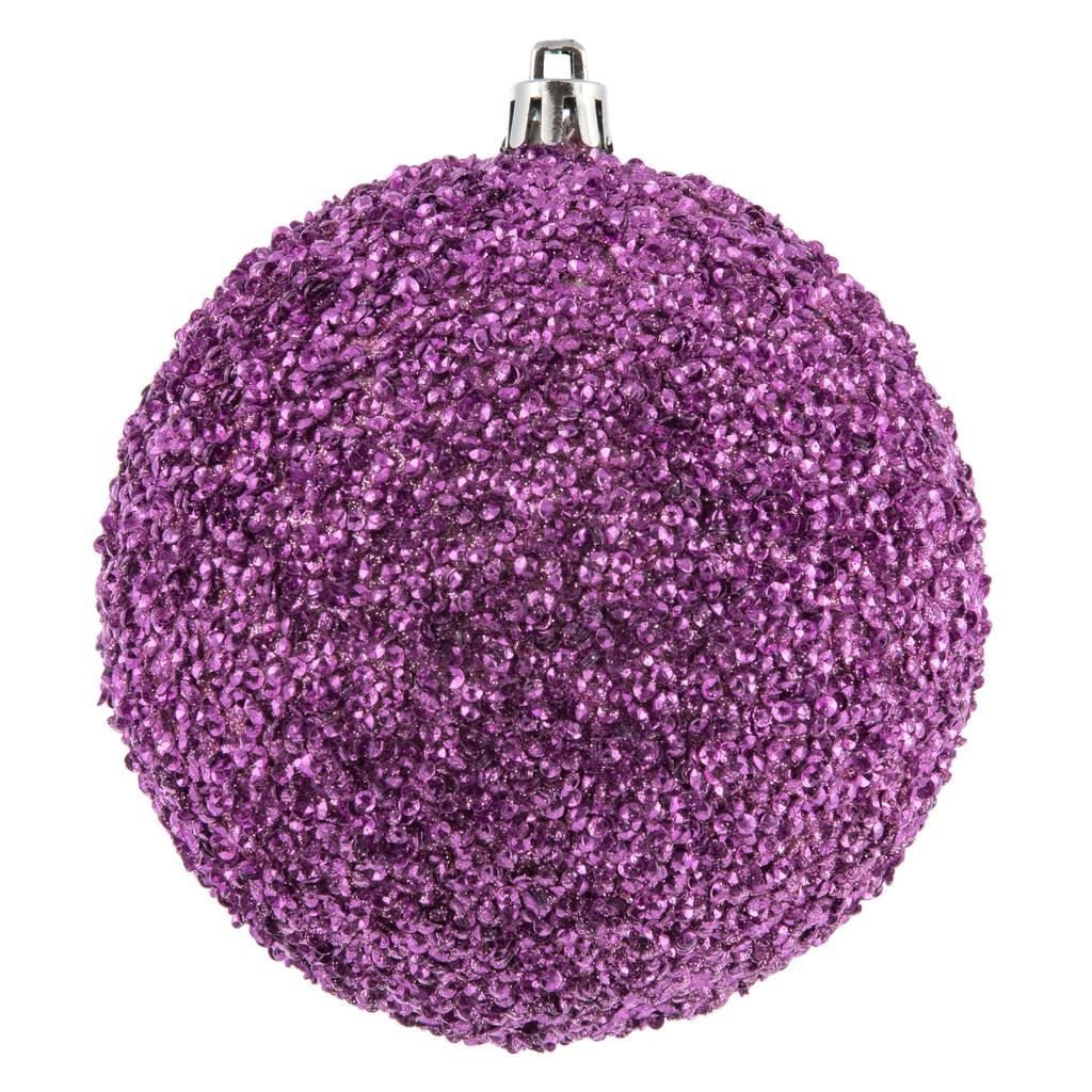 4" Pink Beaded Ball Ornament (6 pack) 1