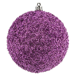 4" Pink Beaded Ball Ornament (6 pack) 1