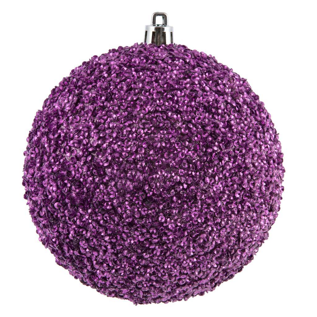6" Orchid Beaded Ball Ornament (4 pack) 1