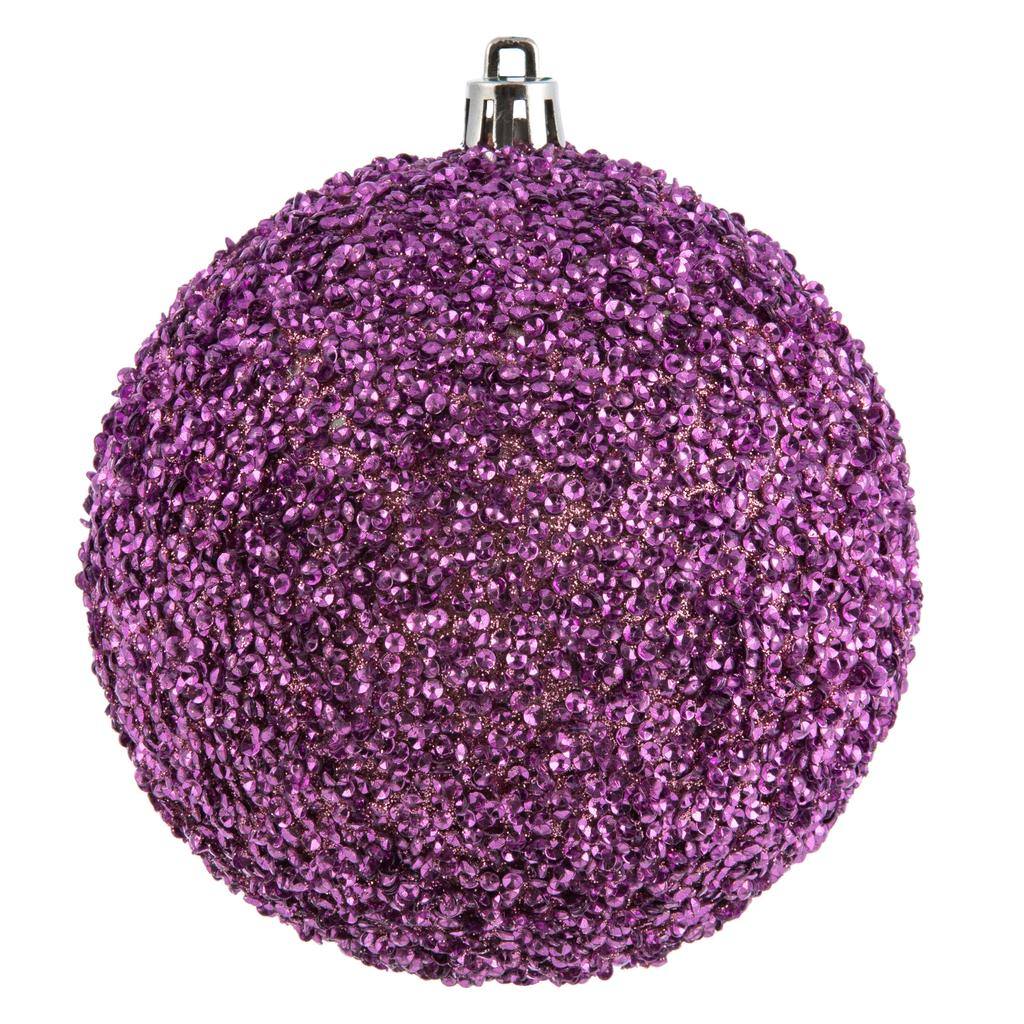 8" Mauve Beaded Ball Ornament (2 pack) 1
