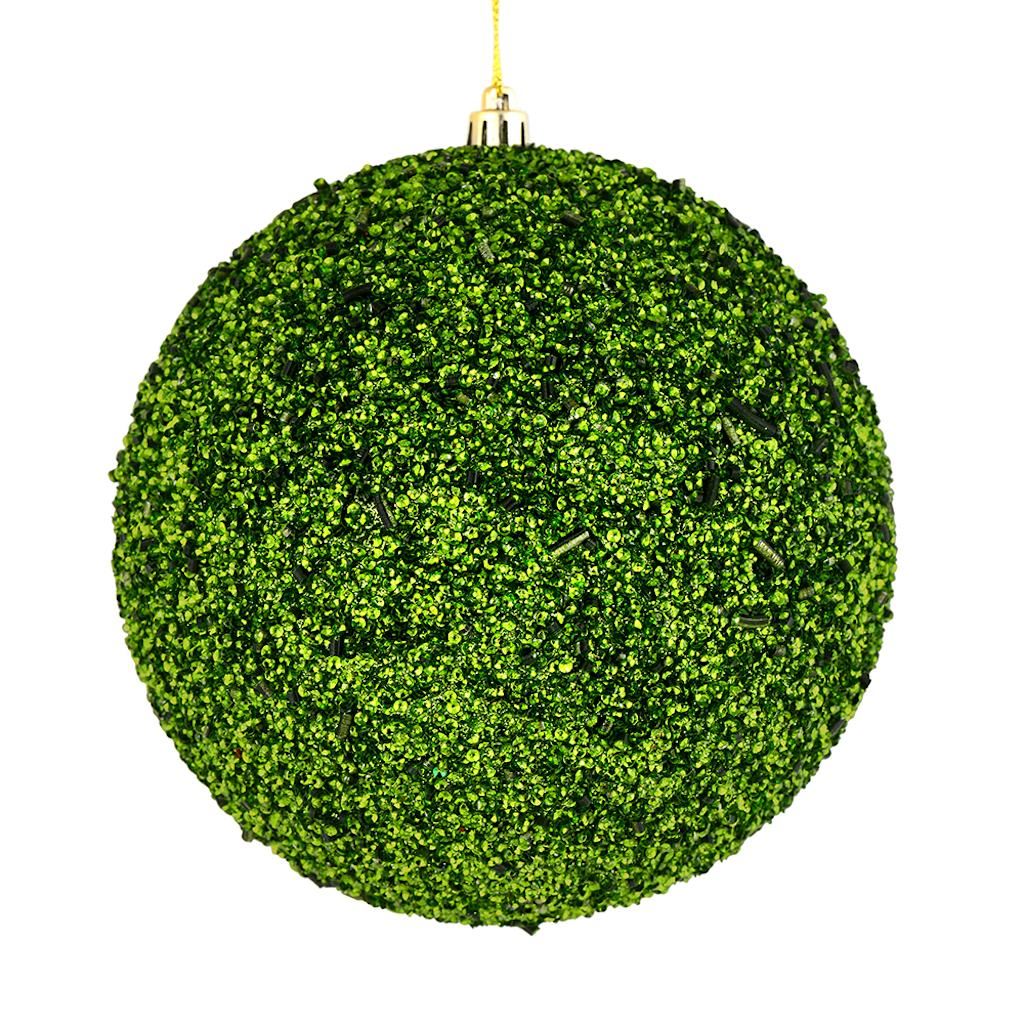 8" Moss Green Beaded Ball Ornament (2 pack) 1