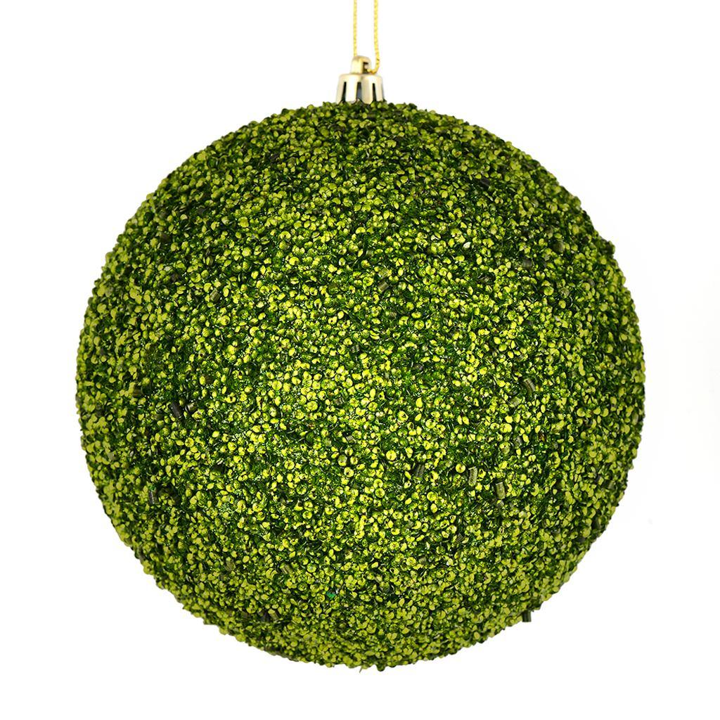 8" Lime Beaded Ball Ornament (2 pack) 1