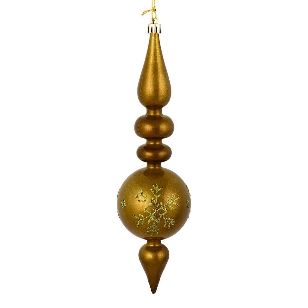 10" Olive Candy Snowflake Finial Ornament (4 pack) 1