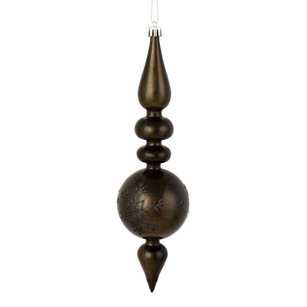 10" Gunmetal Candy Snowflake Finial Ornament (4 pack) 1