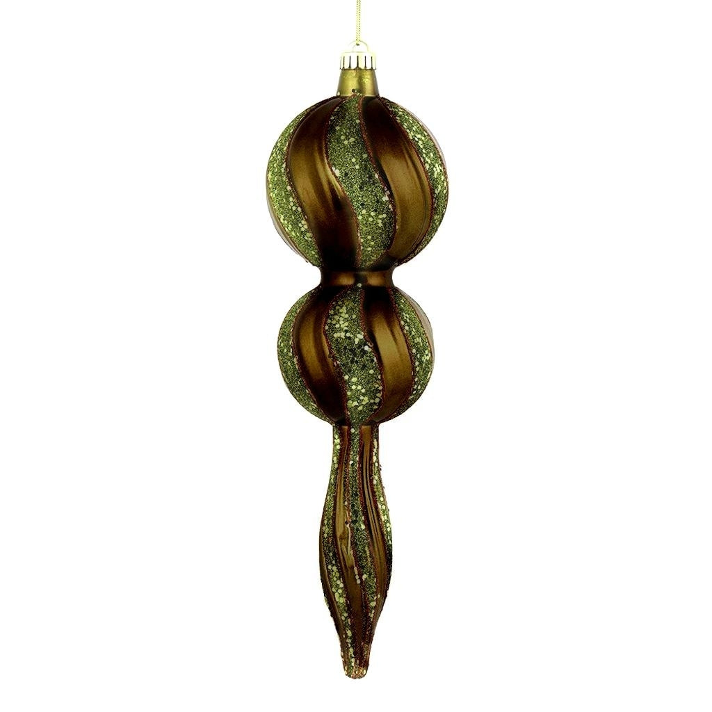 16.5" Olive Candy Glitter Finial Ornament 1