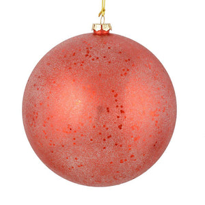 4" Red Glitter Clear Ball Ornament (6 pack) 1