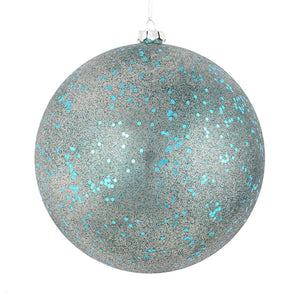 4" Sea Blue Glitter Clear Ball Ornament (6 pack) 1
