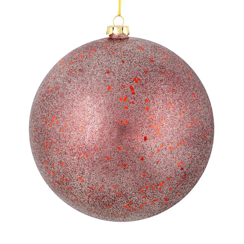 4" Burgundy Glitter Clear Ball Ornament (6 pack) 1