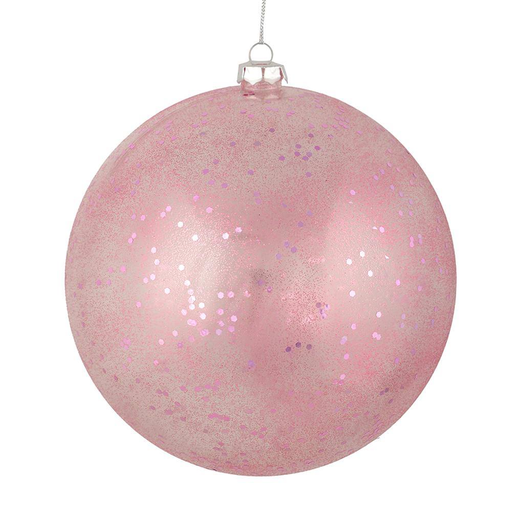 4.75" Mauve Glitter Clear Ball Ornament (4 pack) 1