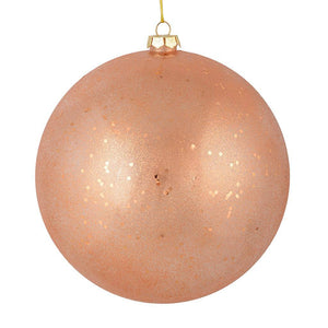 6" Rose Gold Glitter Clear Ball Ornament (4 pack) 1
