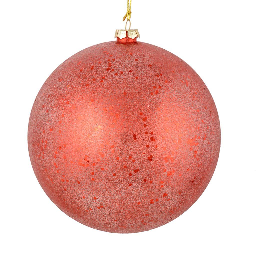 8" Red Glitter Clear Ball Ornament (2 pack) 1