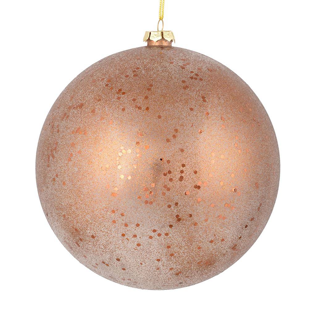 8" Mocha Glitter Clear Ball Ornament (2 pack) 1