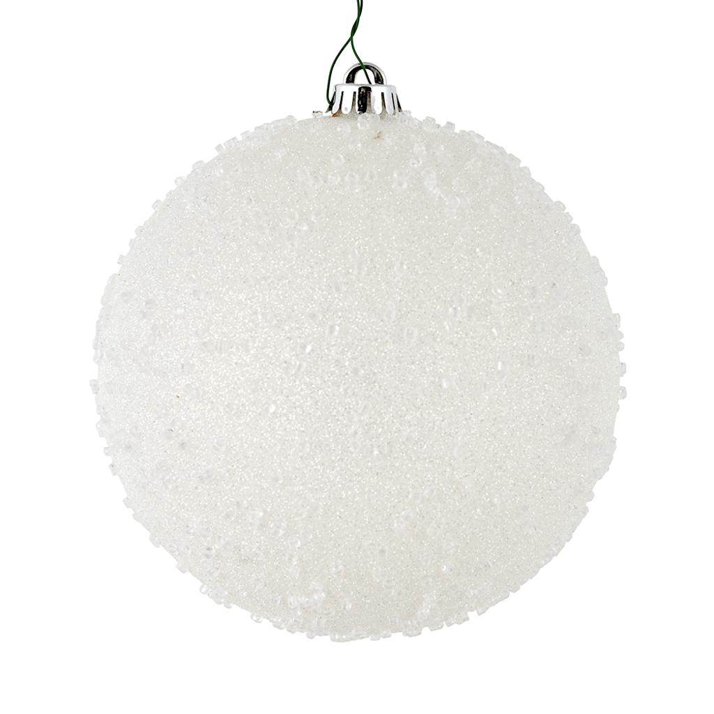 4" White Ice Ball Ornament (6 pack) 1