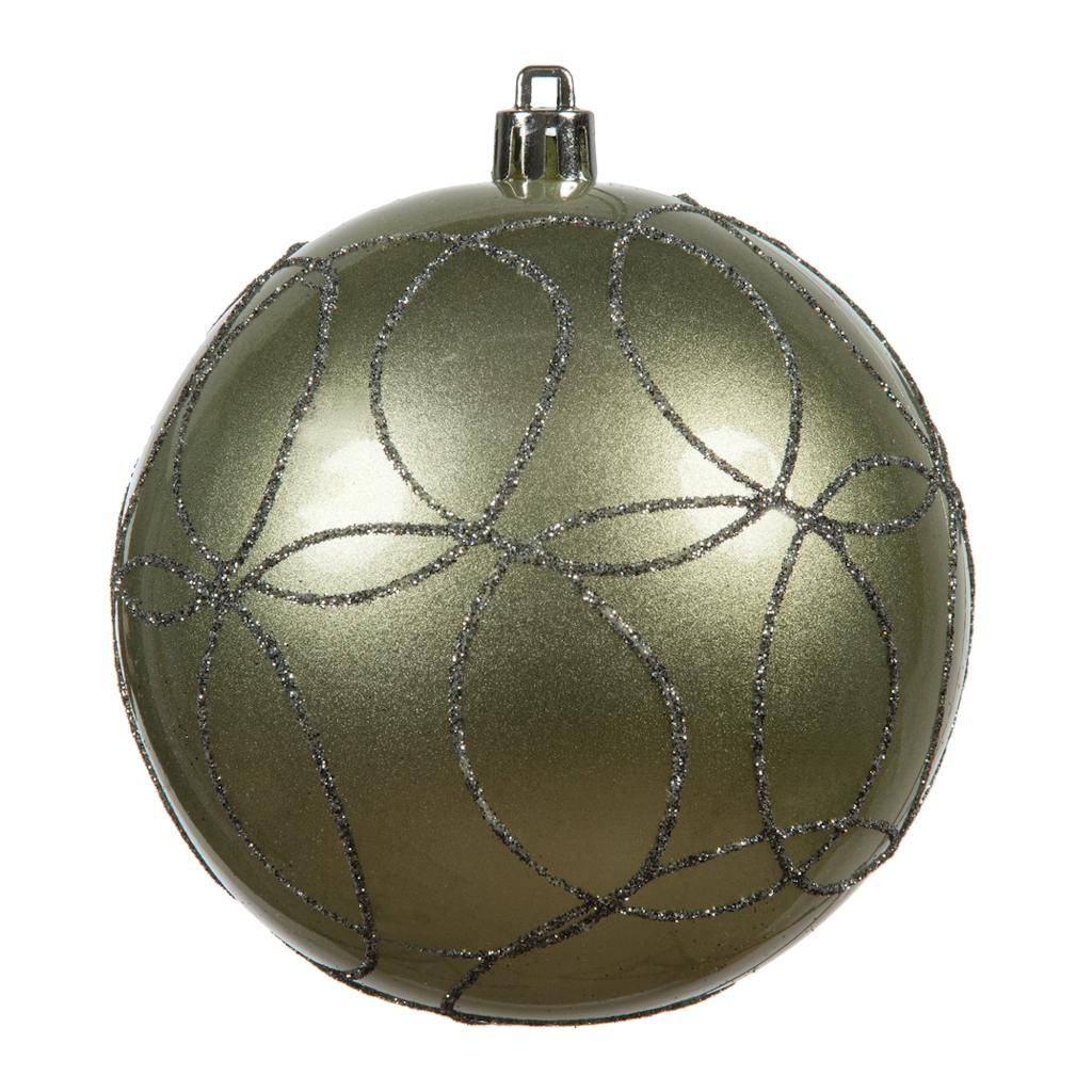 4" Limestone Candy Circle Glitter Ball Ornament (4 pack) 1