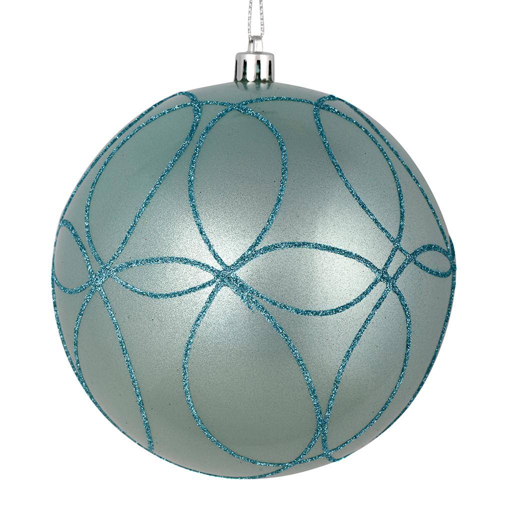4" Baby Blue Candy Ball Circle Glitter Ornament (4 pack) 1