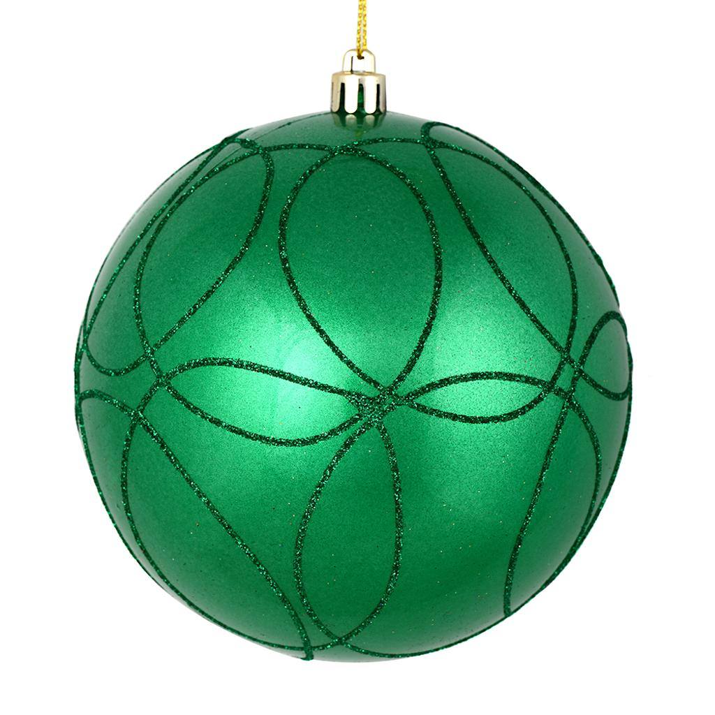 4" Seafoam Green Candy Ball Circle Glitter Ornament (4 pack) 1