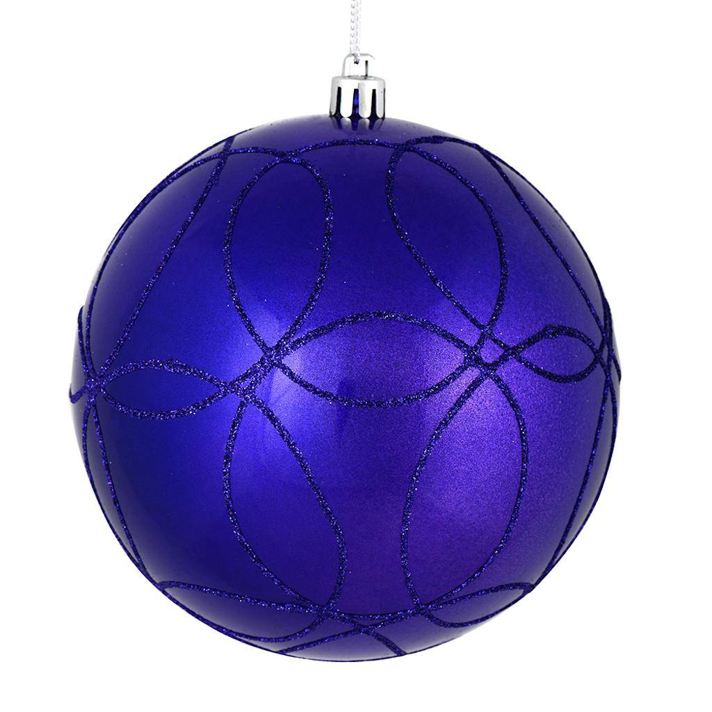 4.75" Purple Candy Ball Circle Glitter Ornament (4 pack) 1