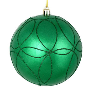 6" Seafoam Green Candy Ball Circle Glitter Ornament (3 pack) 1