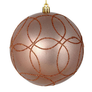 6" Rose Gold Candy Ball Circle Glitter Ornament (3 pack) 1