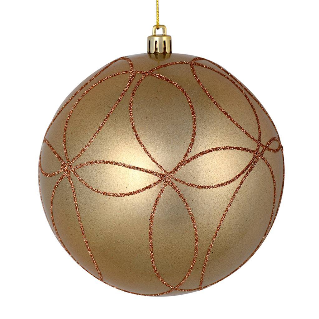 6" Cafe Latte Candy Ball Circle Glitter Ornament (3 pack) 1