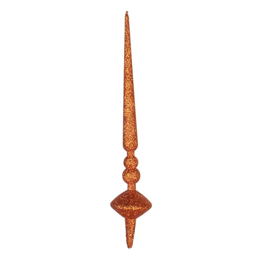 12" Burnished Orange Glitter Cupola Finial Ornament (3 pack) 1