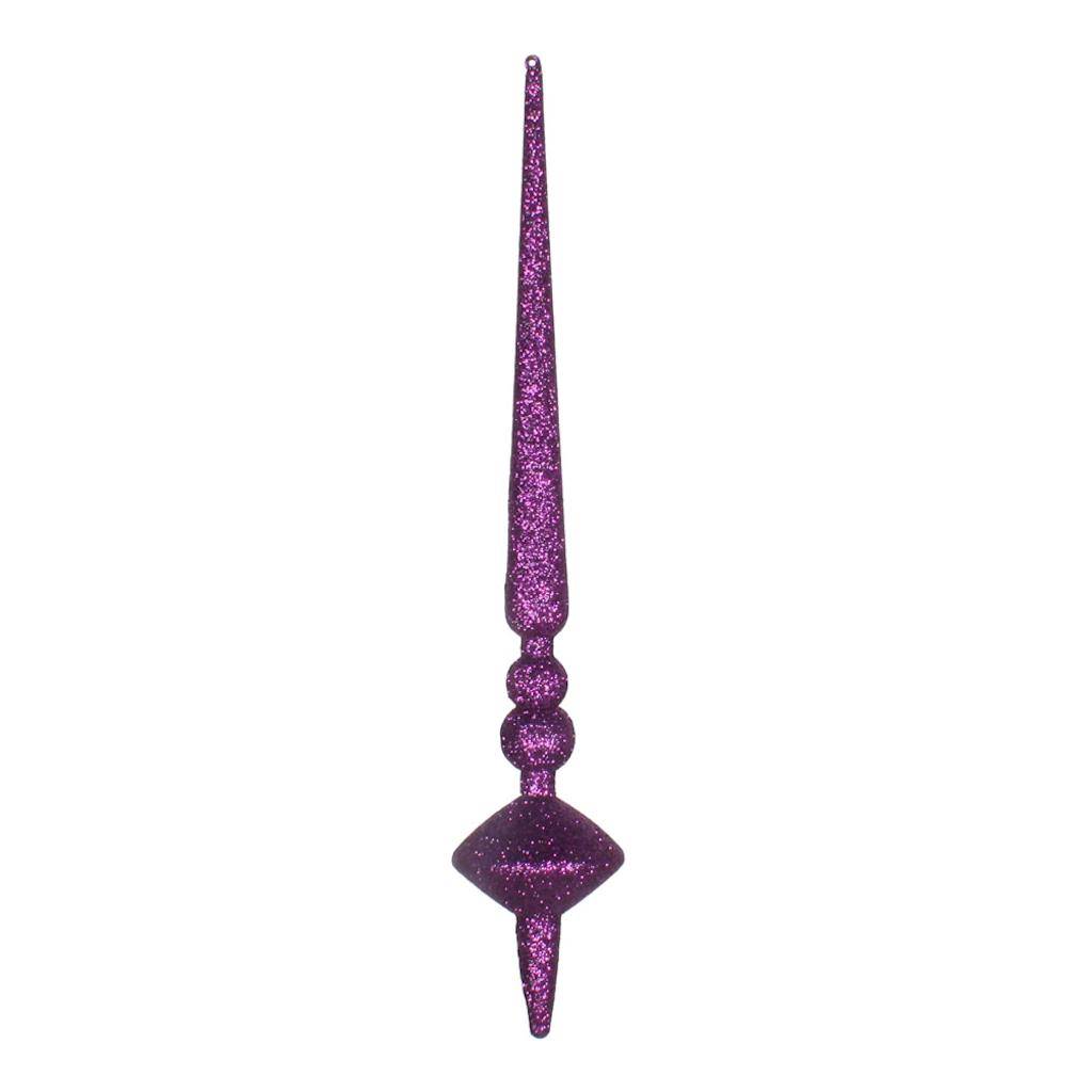 12" Plum Glitter Cupola Finial Ornament (3 pack) 1