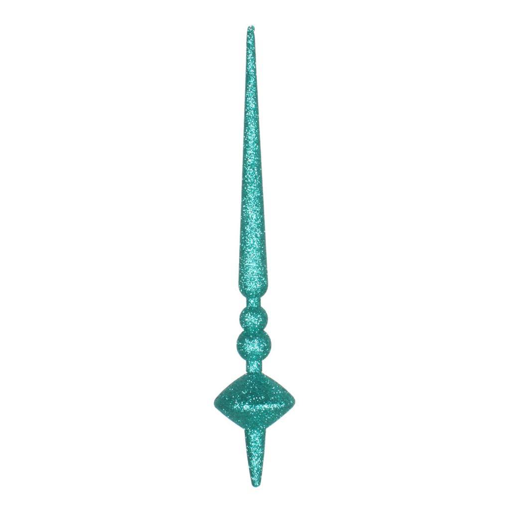 12" Teal Glitter Cupola Finial Ornament (3 pack) 1