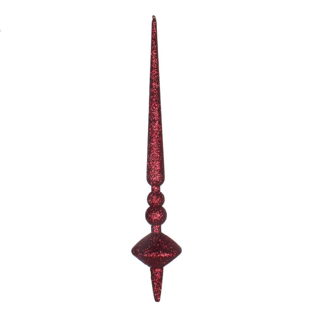 12" Burgundy Glitter Cupola Finial Ornament (3 pack) 1
