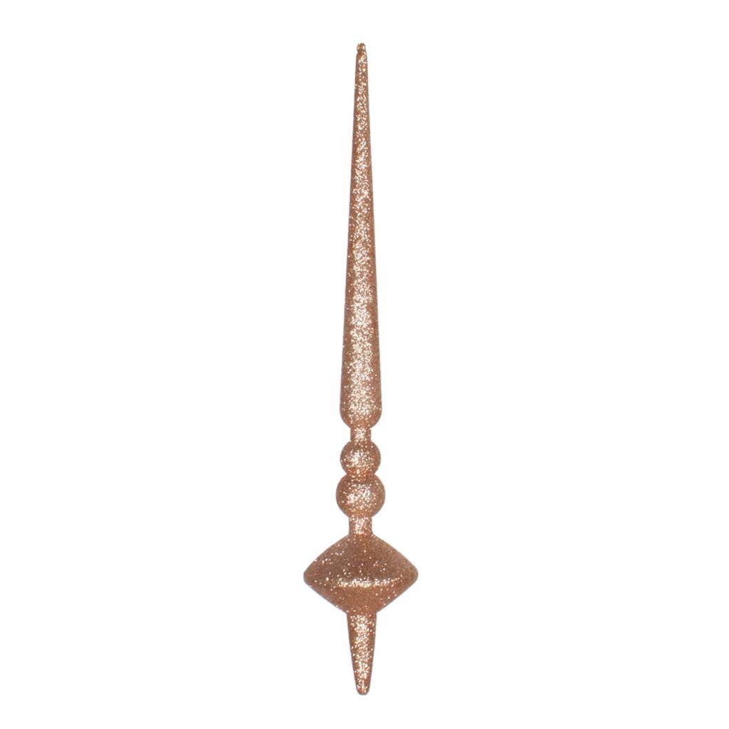 12"  Cafe Latte Glitter Cupola Finial Ornament (3 pack) 1