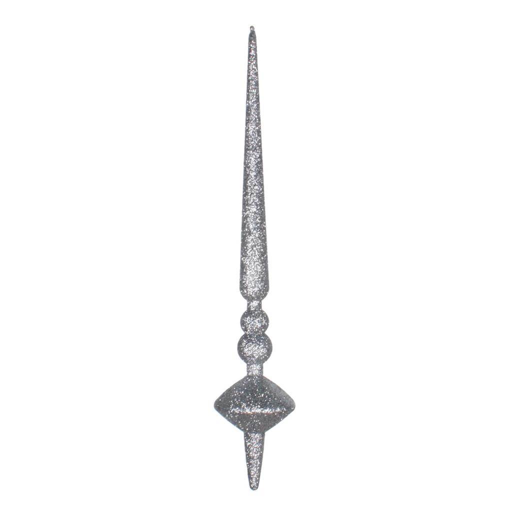 12"   Pewter Glitter Cupola Finial Ornament (3 pack) 1