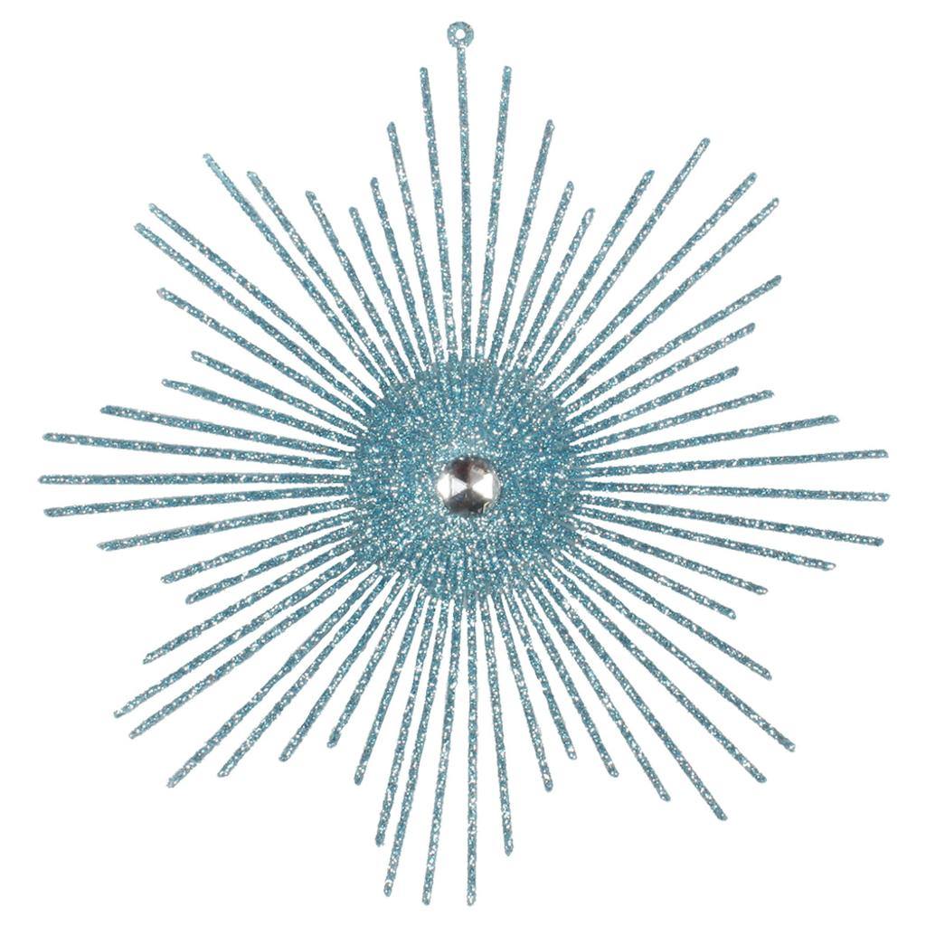 6.5" Baby Blue Glitter Snowflake Burst Ornament (6 pack) 1