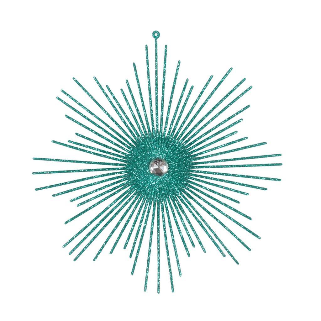 6.5" Teal Glitter Snowflake Burst Ornament (6 pack) 1