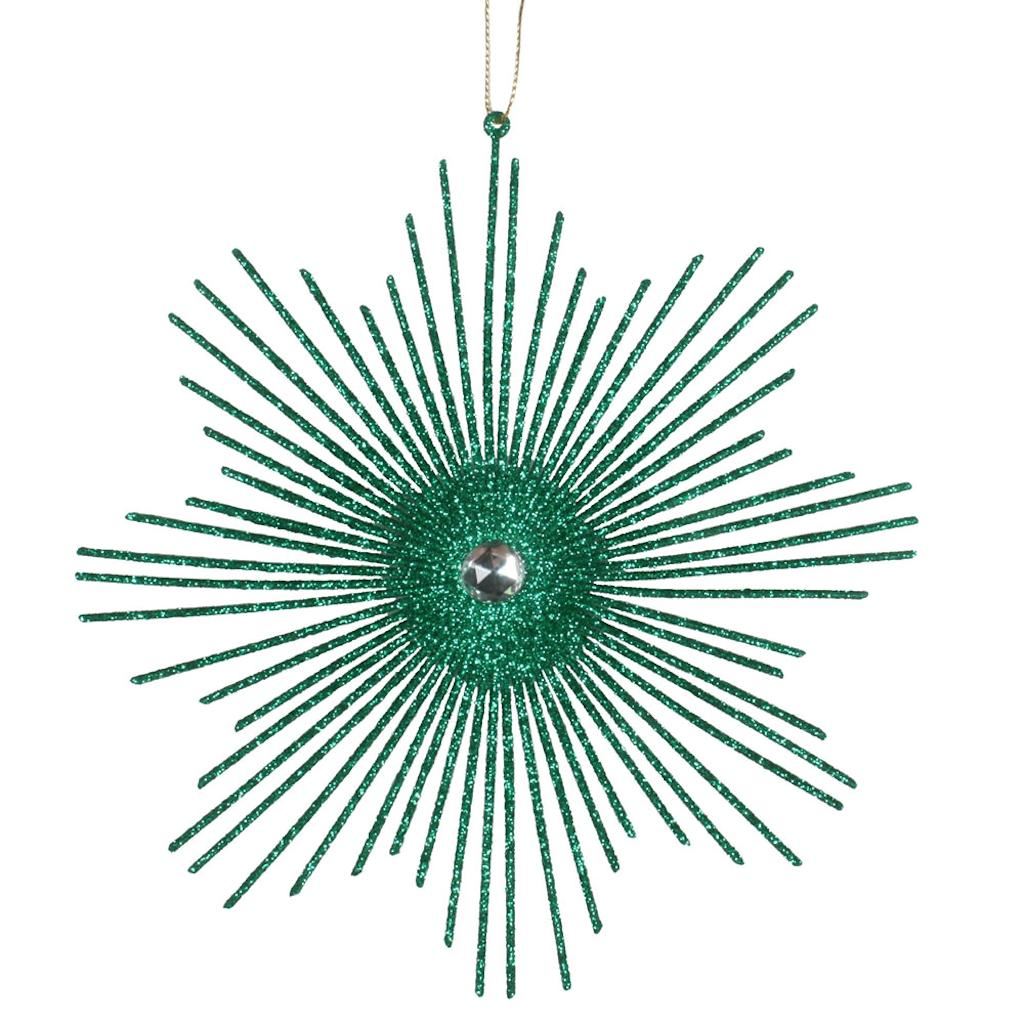 6.5" Seafoam Green Glitter Snowflake Burst Ornament (6 pack) 1