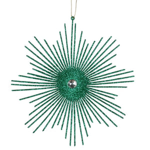 6.5" Seafoam Green Glitter Snowflake Burst Ornament (6 pack) 1