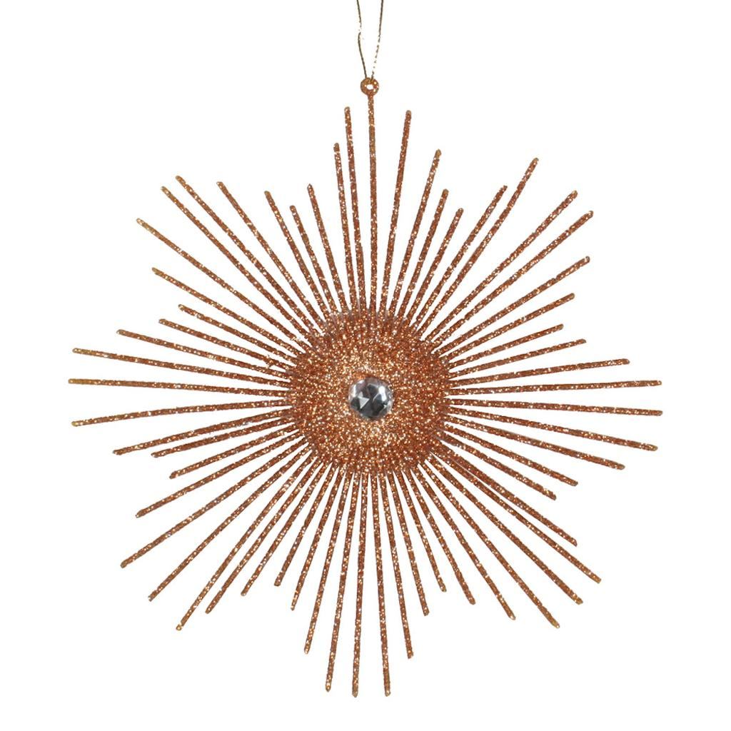 6.5" Rose Gold Glitter Snowflake Burst Ornament (6 pack) 1