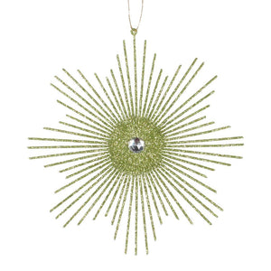 6.5" Lime Glitter Snowflake Burst Ornament (6 pack) 1