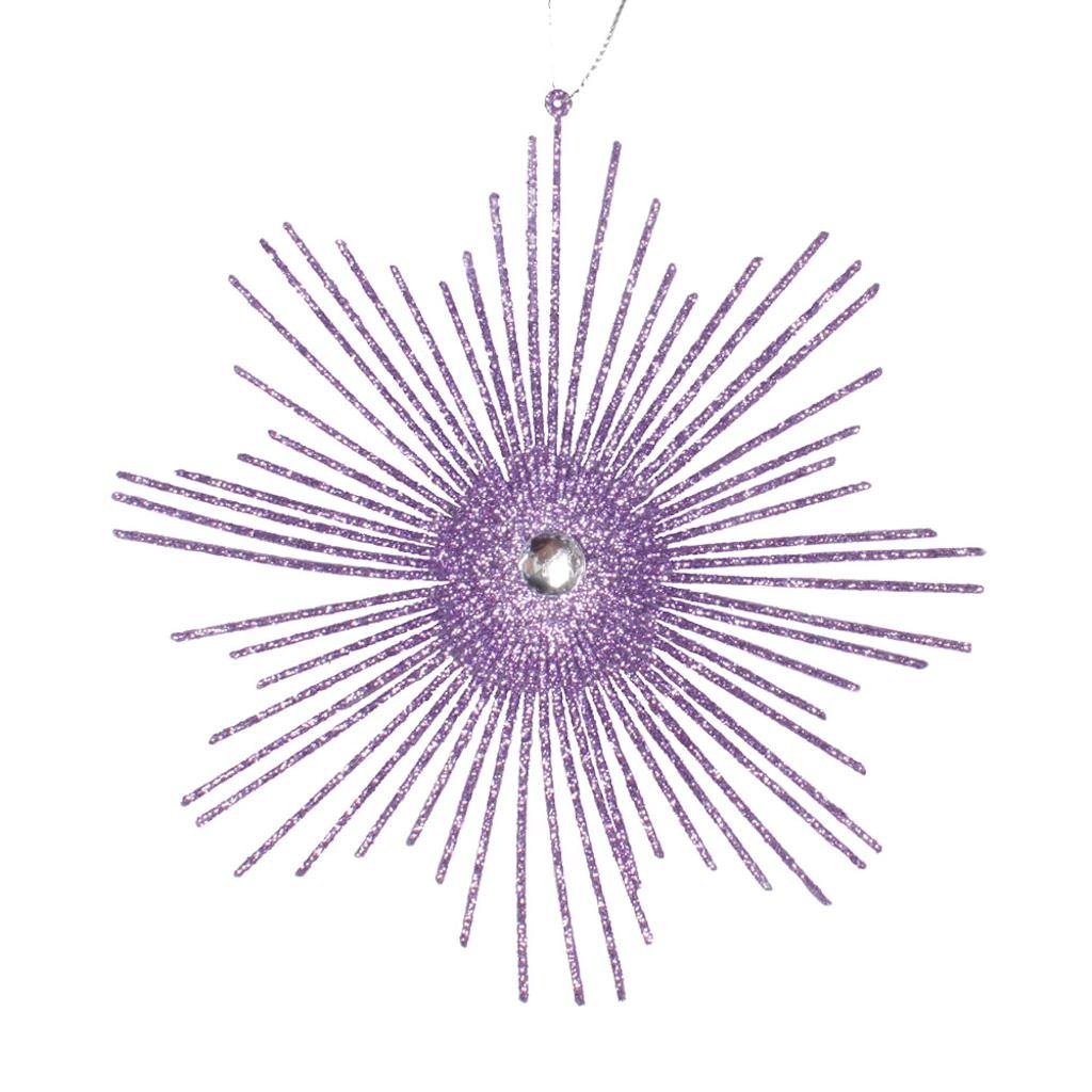6.5" Lavender Glitter Snowflake Burst Ornament (6 pack) 1