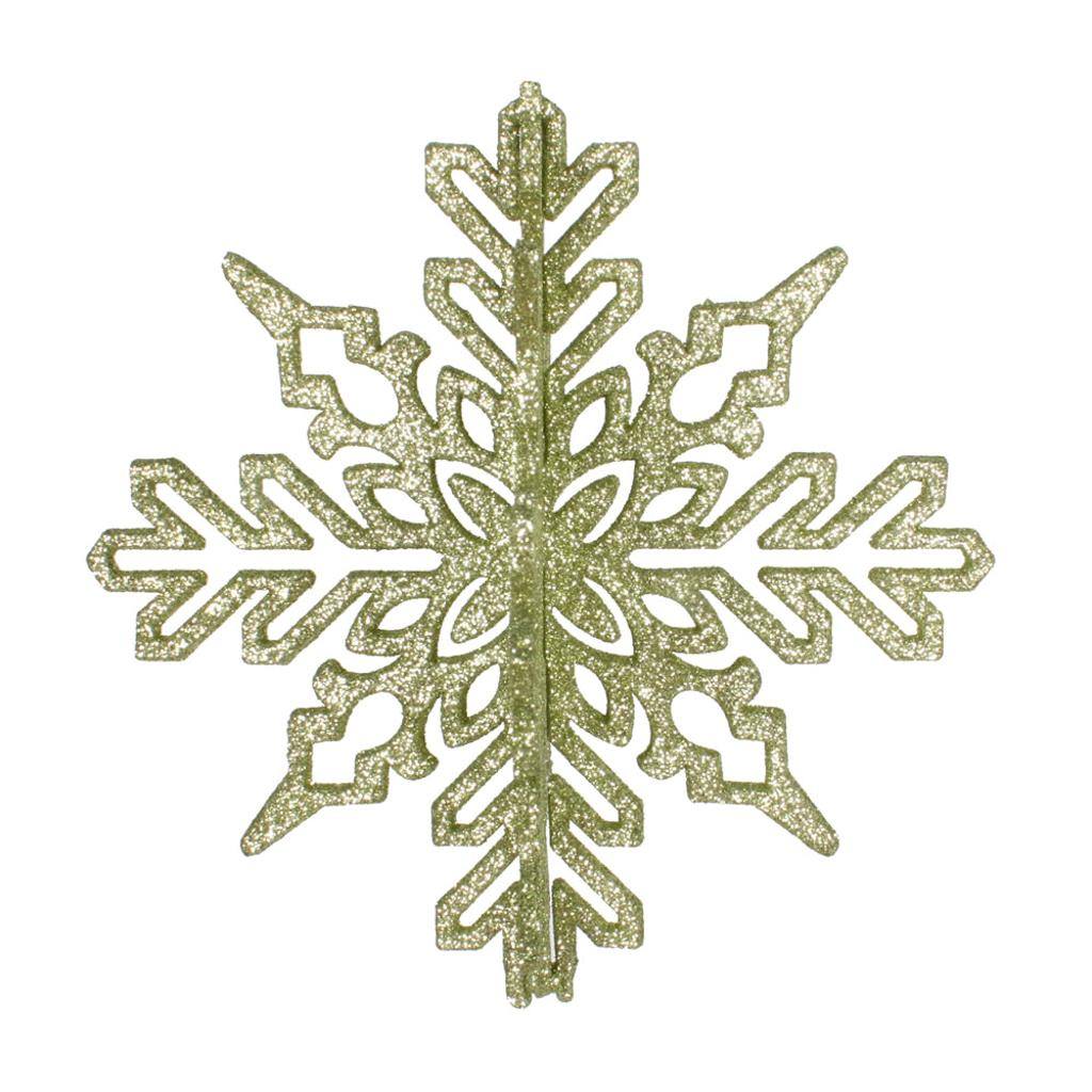 6" Celadon 3D Glitter Snowflake Ornament (3 pack) 1