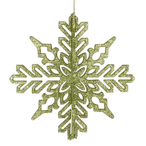 6" Lime 3D Glitter Snowflake Ornament (3 pack) 1