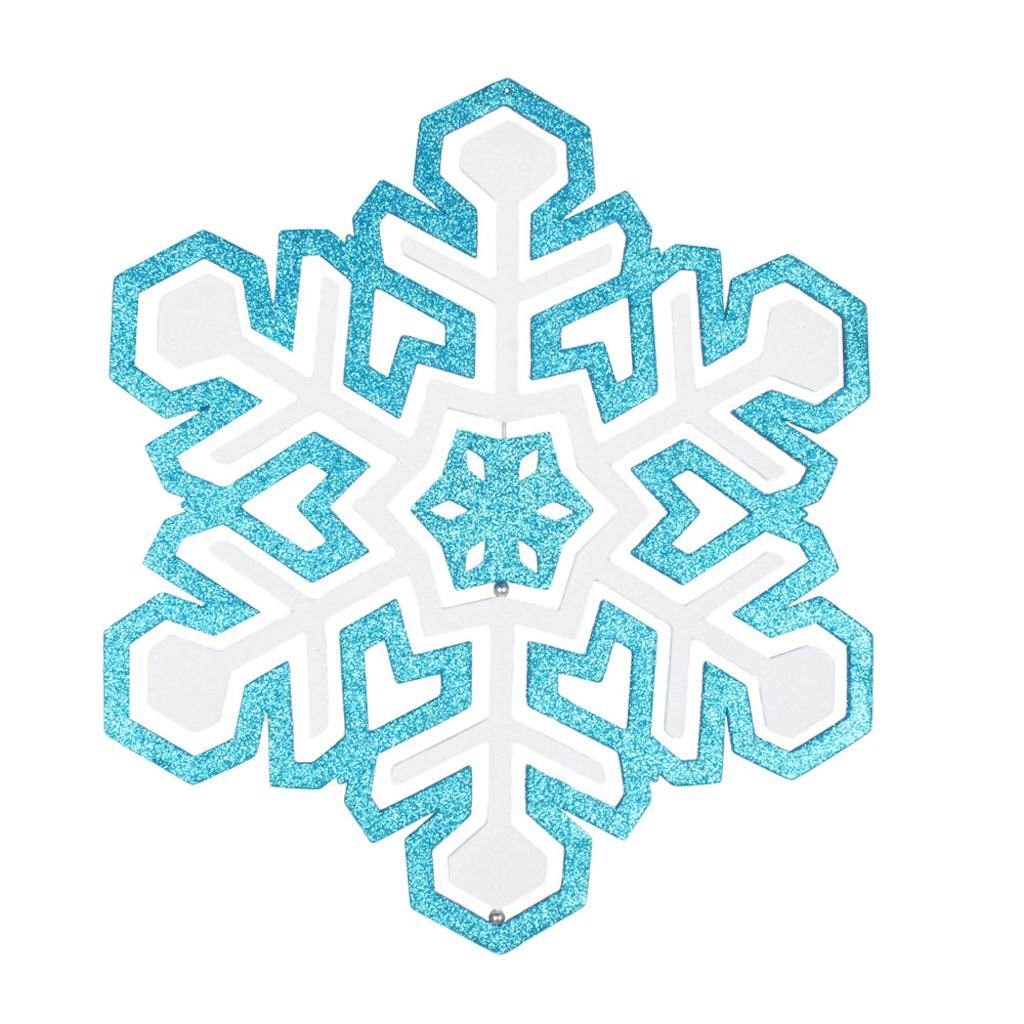 17" Turquoise / White 3D Glitter Snowflake Ornament 1